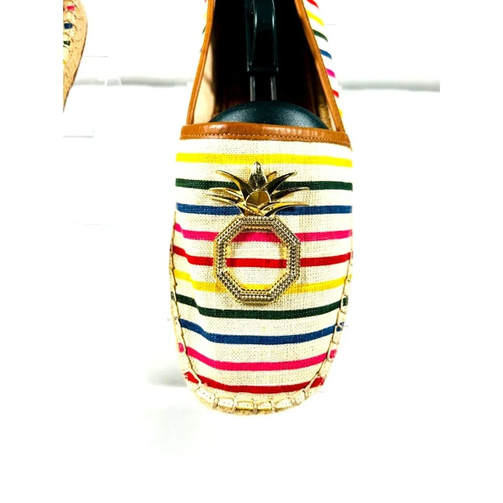 Louise Et Cie Adige Rainbow Striped Pineapple Espadrille Jute Slip On Flats 10